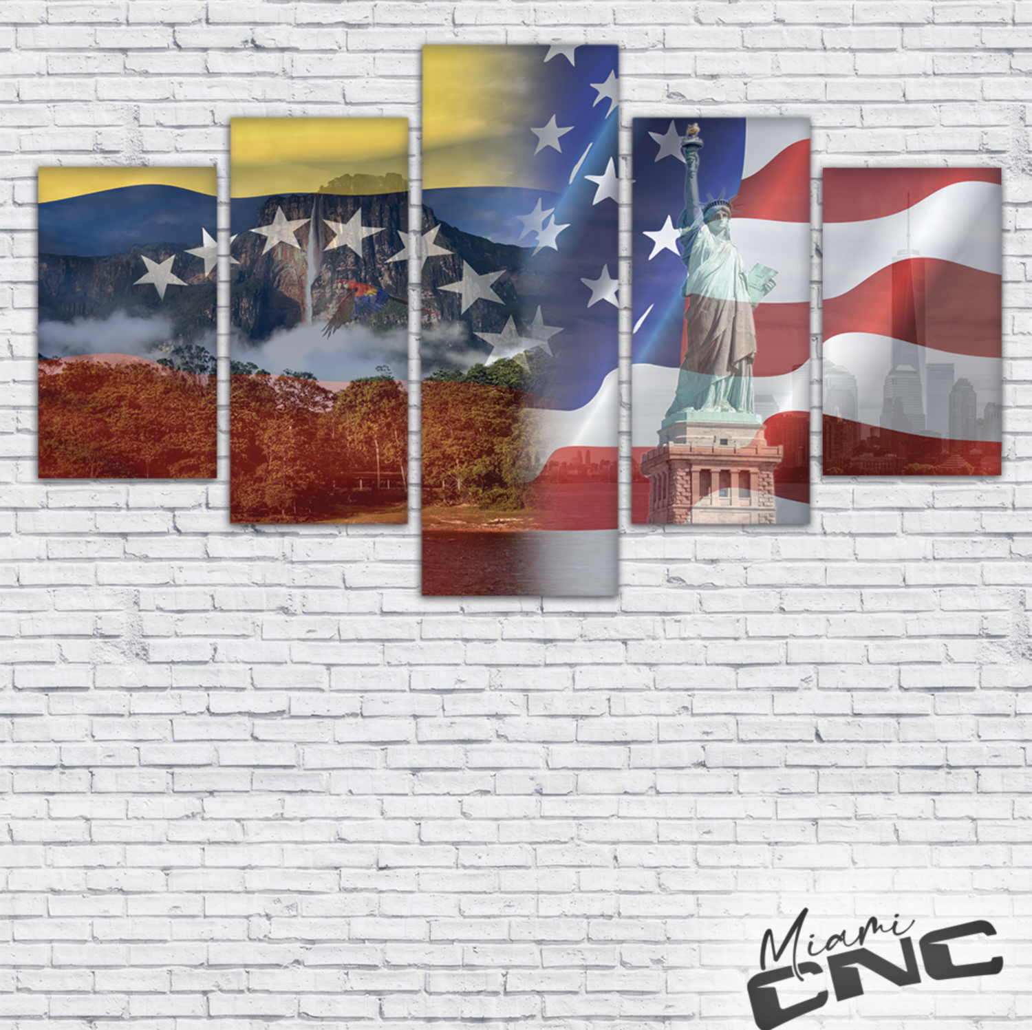 Composición venezuela Usa con paisajes