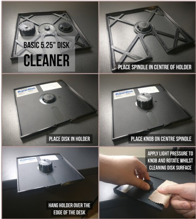 3D printed 5.25&quot; disk cleaning jig