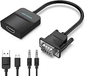 VGA to HDMI Adapter-1080P Video Dongle Adaptador VGA Converter with Audio Cable (0.5FT), Male to Female for PC,Monitor HDTV