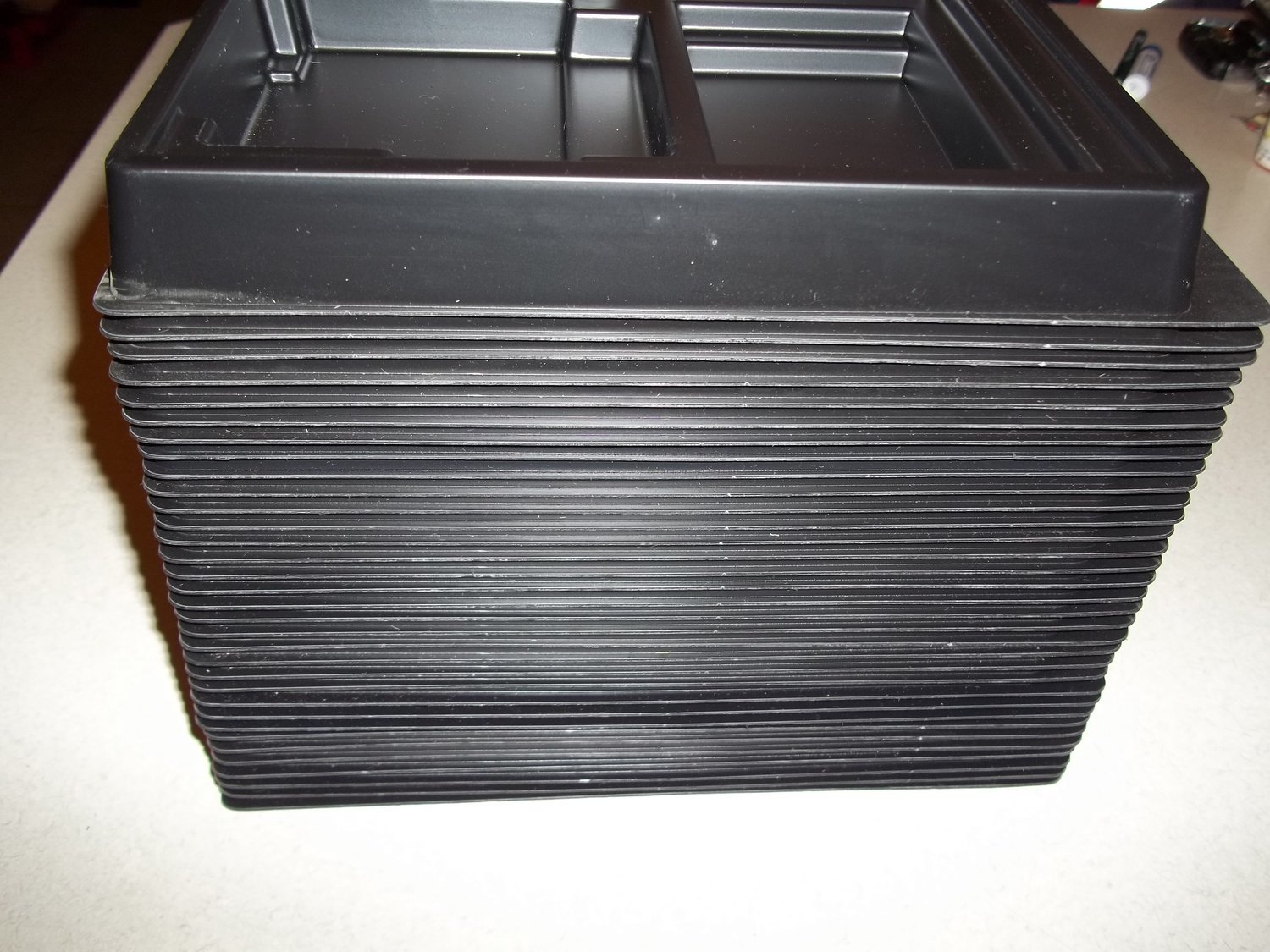 Empty paper cart box with plastic tray