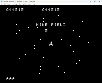 Mine Storm stock TI and F18a versions included 32k required