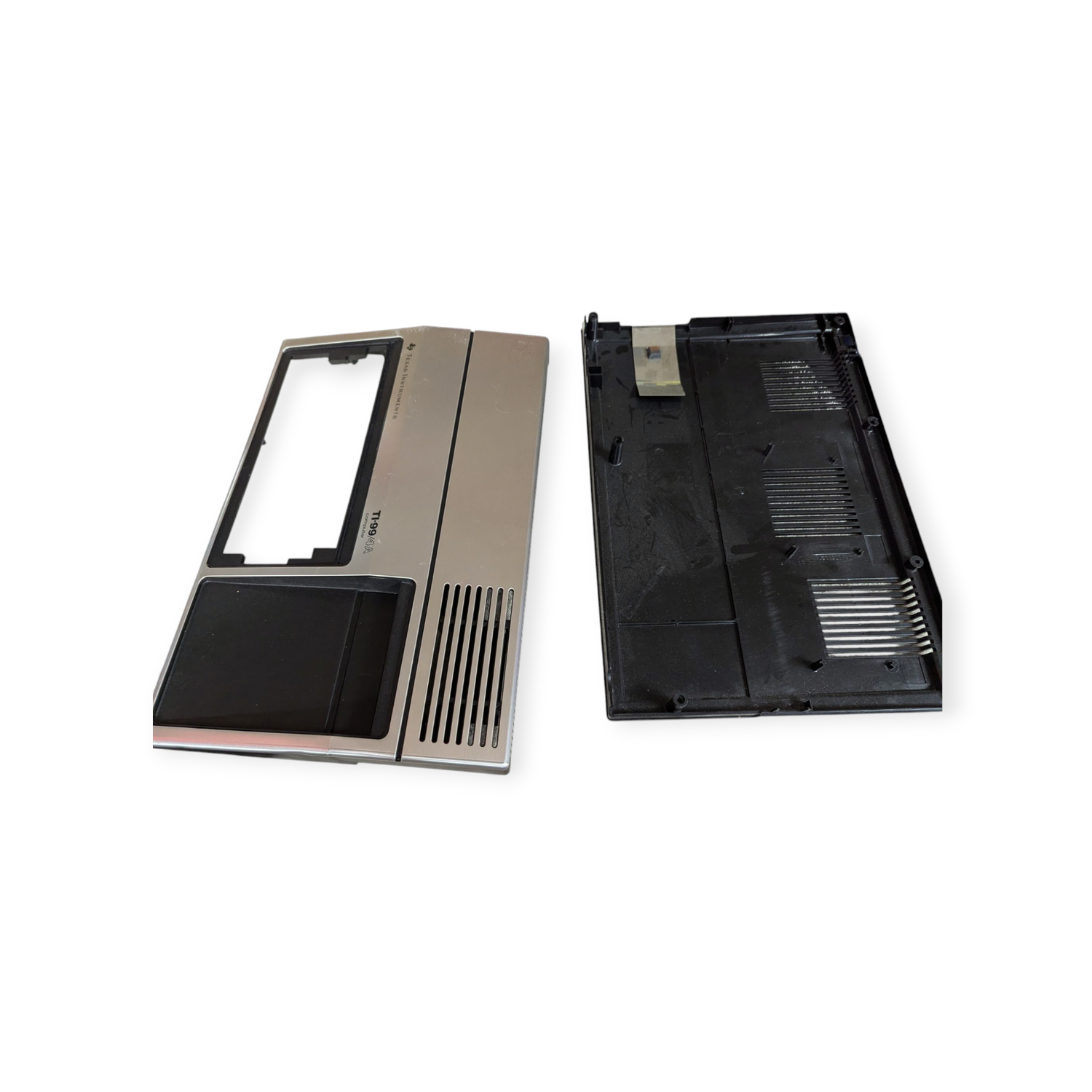Used black and silver case worn