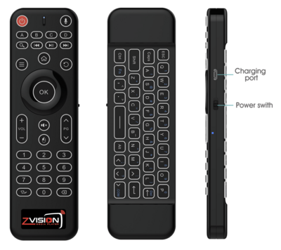 Deluxe Voice Remote with Keyboard, Air Mouse and backlit keys.