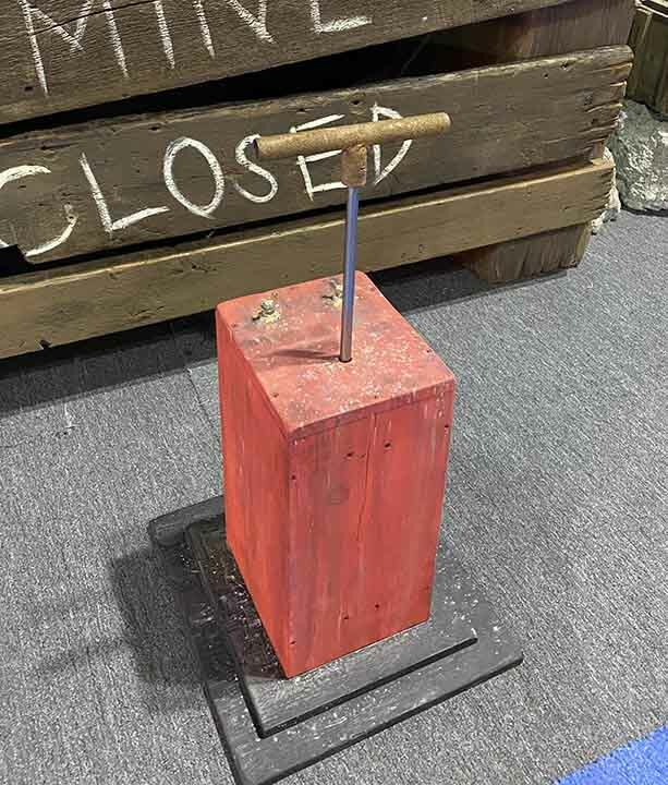 The detonator or an exploding mine theme park prop. 