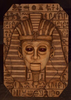 A Pharaoh head statue for theme park attractions.