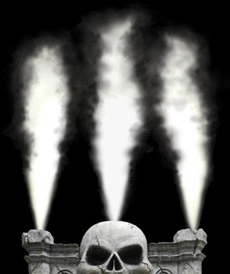 An erupting skull head and archway — the perfect display for immersive themed attractions. 