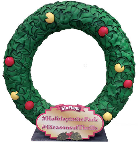 A large Christ wreath prop for theme parks with space for a message.