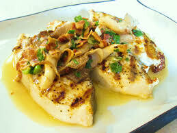 Grilled Boneless Fish in Garlic sauce with Rice/Chips &amp; Veg.