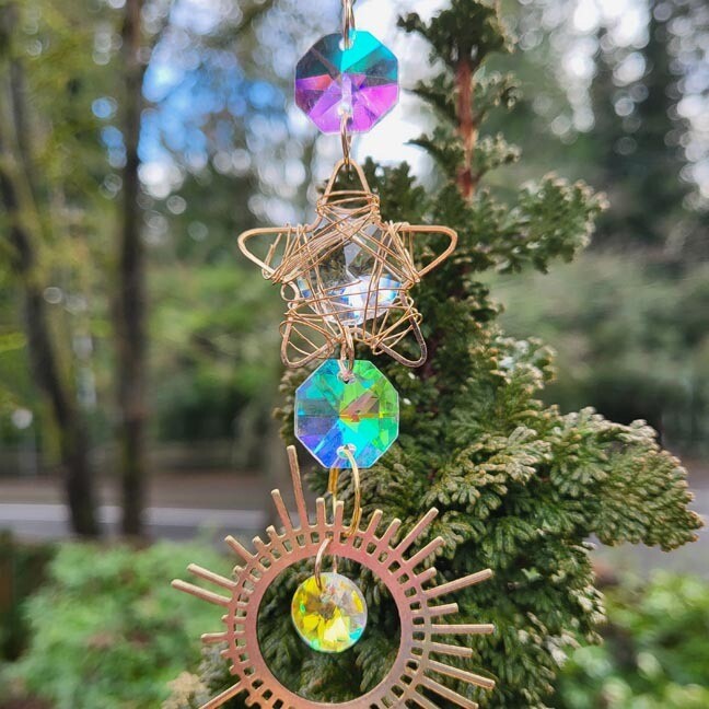 Wire Wrapped Aura Suncatchers Set of 4