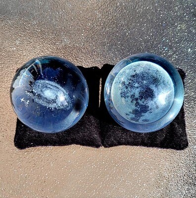 Galaxy and Moon Crystal Balls Spheres