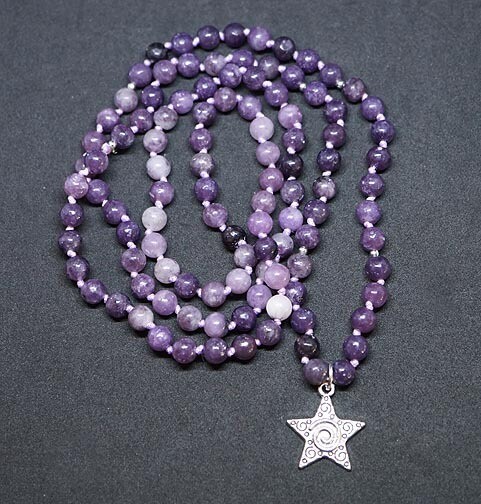 📿Hand knotted Lepidolite Prayer Beads with Star