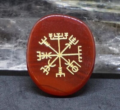 🧭Viking Compass Vegvisir Palm Stone in Carnelian