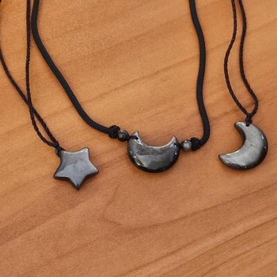 Silver Sheen Obsidian Pendants and Necklace