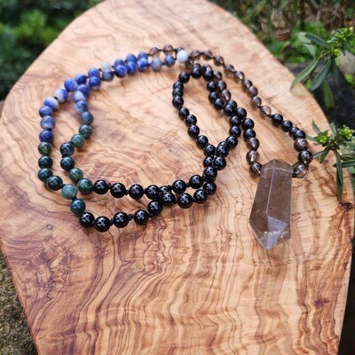 Smoky Quartz Point Hand Knotted Prayer Beads