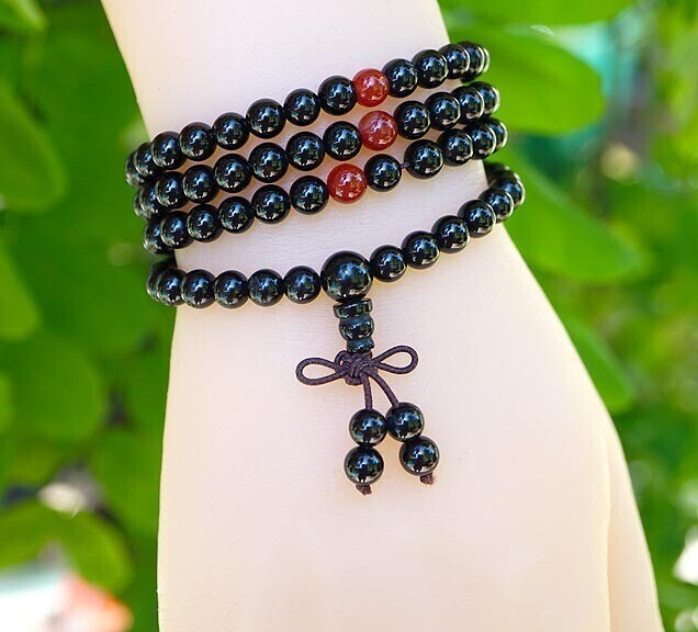 Obsidian and Carnelian Malas