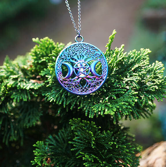 Triple Moon and Tree of Life Pendant