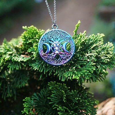 Triple Moon and Tree of Life Pendant