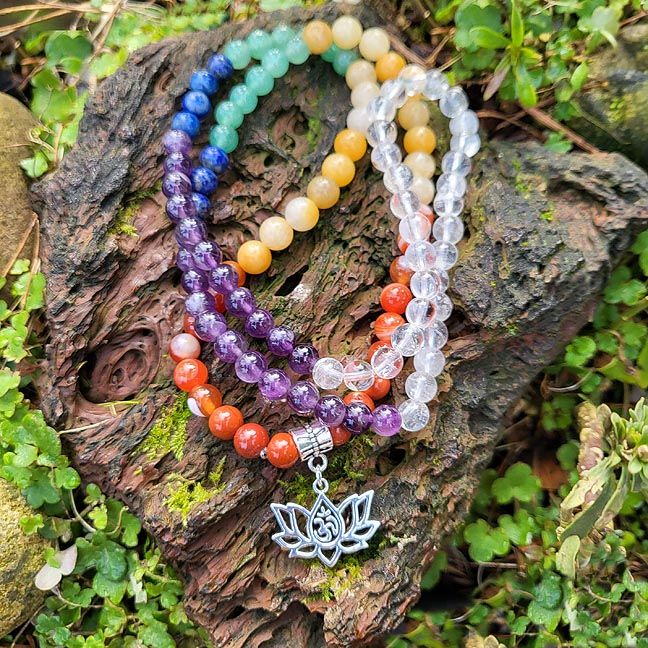 🌈Chakra Malas with Lotus Charm