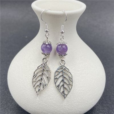 Amethyst Leaf Earrings