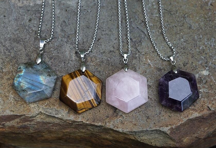 💎Hexagonal Gemstone Pendants