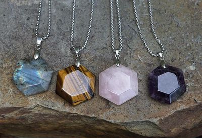 💎Hexagonal Gemstone Pendants