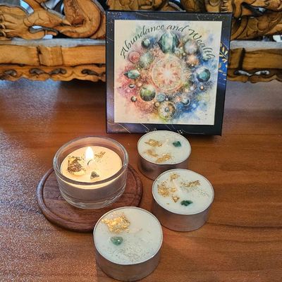 💰Abundance and Wealth Organic Soy Tea Light Set