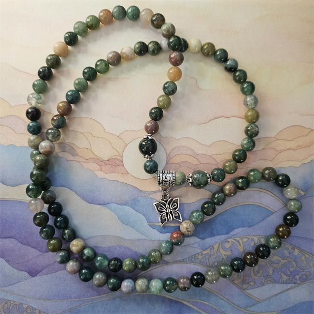 🦋 Indian Agate Prayer Beads
