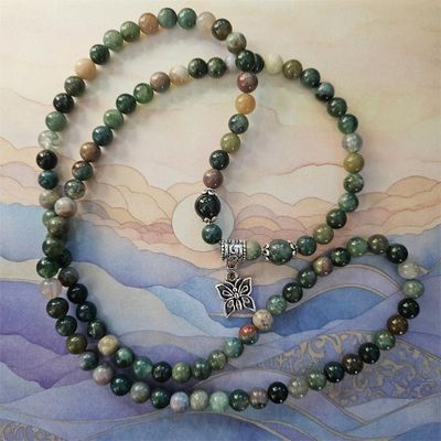 🦋 Indian Agate Prayer Beads