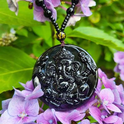 🐘Ganesh Obsidian Necklace