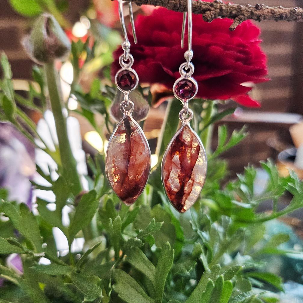 Fire Quartz Earrings in Sterling Silver