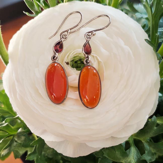 🏵️Carnelian and Garnet Earrings in Sterling Silver