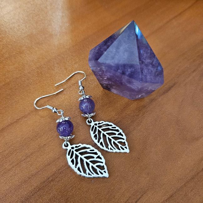 🪻Amethyst Leaf Earrings