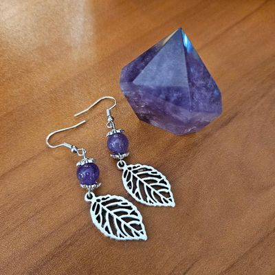 🪻Amethyst Leaf Earrings