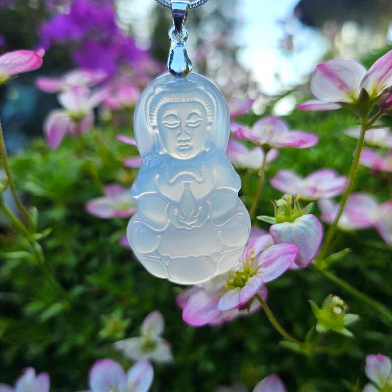 🧘‍♀️Kuan Yin White Agate Necklace