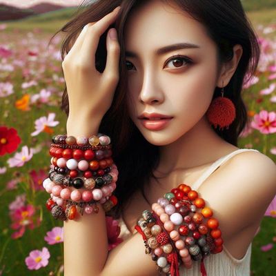 Red and Pink Gemstone Bracelets