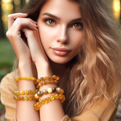 Orange and Yellow Gemstone Bracelets