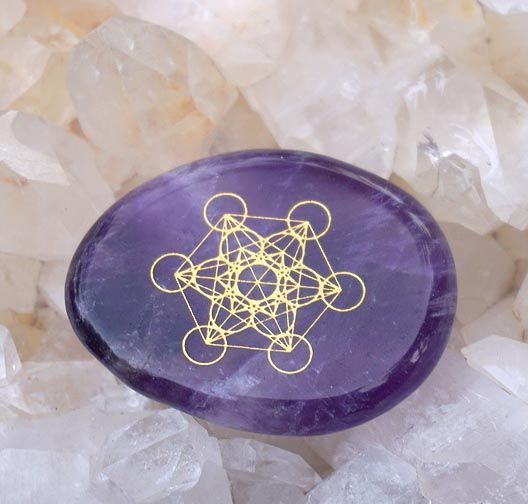 🪽​ Metatron Engraved Palm Stones in Amethyst