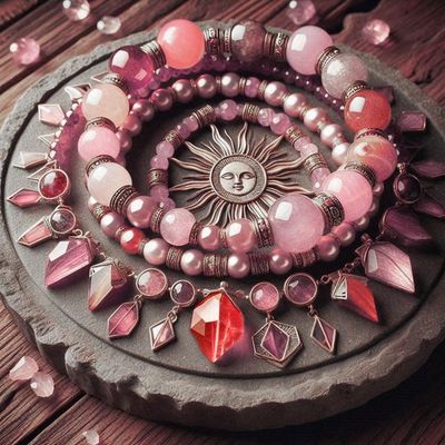Red and Pink Gemstone Bracelets