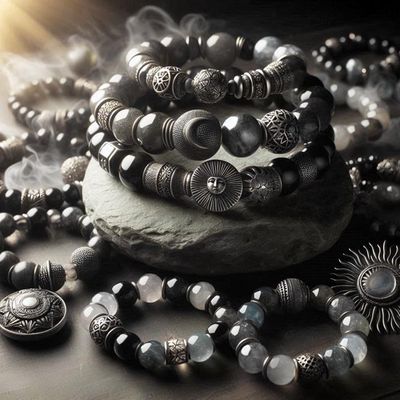 Black, Gray &amp; Earth Tones Gemstone Bracelets