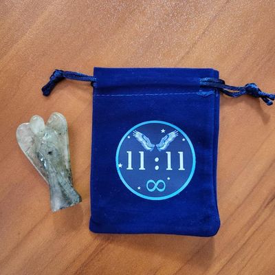 🪽11:11 Drawstring Velveteen Pouches - blue