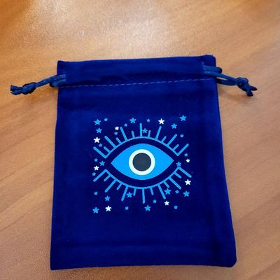 🧿Evil Eye Protection Drawstring Velveteen Pouches - blue