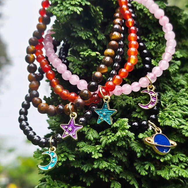 🌌 Celestia — Gemstone Charm Bracelets