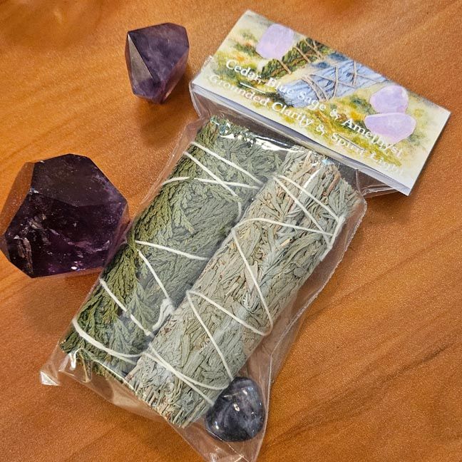 🌿Cedar, Blue Sage &amp; Amethyst – Grounded Clarity &amp; Spirit Light