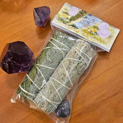 🌿Cedar, Blue Sage &amp; Amethyst – Grounded Clarity &amp; Spirit Light
