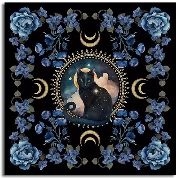 🐾 Moonshadow Cat Altar Cloth​