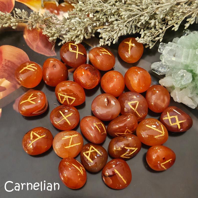 🔮 Hand-Engraved Gemstone Runes – Assorted Crystals