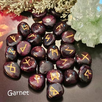 🔮 Hand-Engraved Garnet Runes