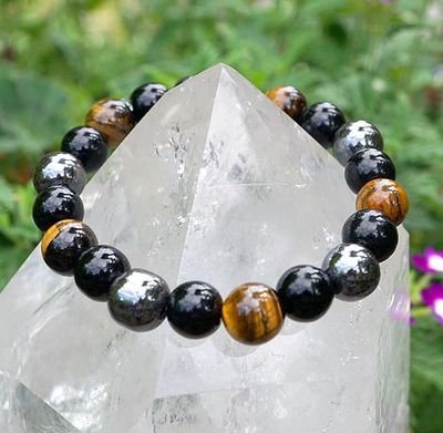 🛡️ Grounded Power Trio – Tiger Eye, Hematite &amp; Obsidian Bracelet