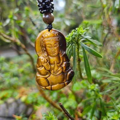 🐯✨ Quan Yin Tiger Eye Pendant