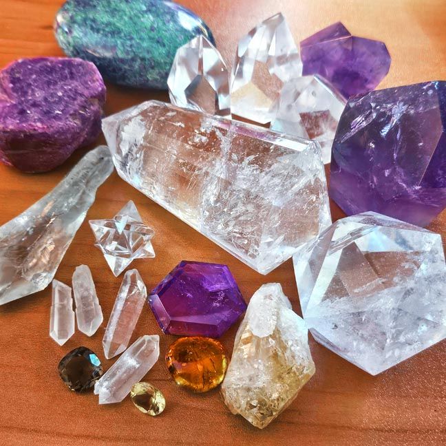 Gemstone spheres, wands, tiles, and tumbled stones for energy work and meditation.